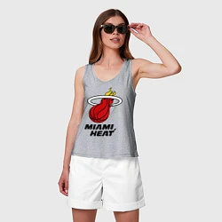 Майка женская хлопок Miami Heat-logo, цвет: меланж — фото 2