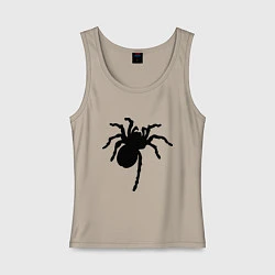 Майка женская хлопок Черный паук, цвет: миндальный