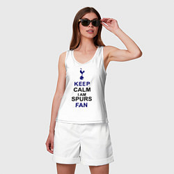 Майка женская хлопок Keep Calm & Spurs fan, цвет: белый — фото 2
