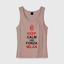 Майка женская хлопок Keep Calm & Forza Milan, цвет: пыльно-розовый