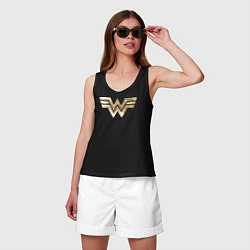 Майка женская хлопок Wonder Woman logo, цвет: черный — фото 2
