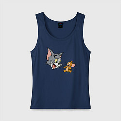 Майка женская хлопок Tom & Jerry, цвет: тёмно-синий