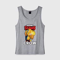 Майка женская хлопок BRAWL STARS CROW PHOENIX, цвет: меланж