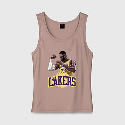 Майка женская хлопок LeBron - Lakers, цвет: пыльно-розовый