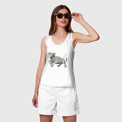 Майка женская хлопок Металлический бык, цвет: белый — фото 2