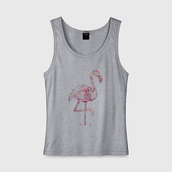 Майка женская хлопок Узорчатый фламинго, цвет: меланж