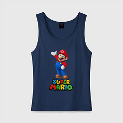 Майка женская хлопок Super Mario, цвет: тёмно-синий