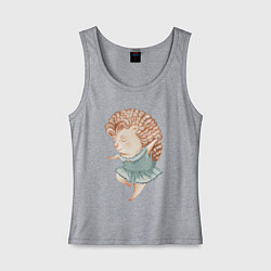 Майка женская хлопок Девочка-ежик кружится в танце, цвет: меланж