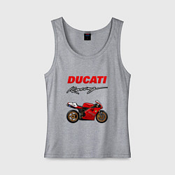 Майка женская хлопок DUCATI ДУКАТИ MOTOSPORT, цвет: меланж