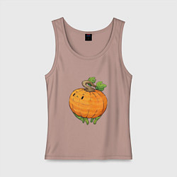 Майка женская хлопок Недовольная тыква, цвет: пыльно-розовый