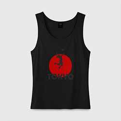 Майка женская хлопок Tokyo Volleyball, цвет: черный