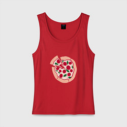 Майка женская хлопок Пицца и ломтик, цвет: красный
