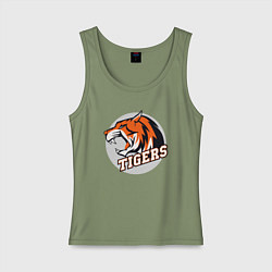 Майка женская хлопок Sport Tigers, цвет: авокадо