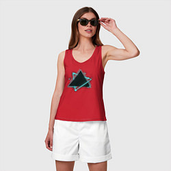 Майка женская хлопок Треугольник неон, цвет: красный — фото 2