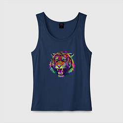 Майка женская хлопок Color Tiger, цвет: тёмно-синий