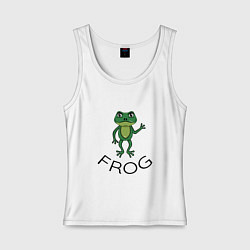 Майка женская хлопок Frog green, цвет: белый