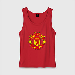 Майка женская хлопок Манчестер Юнайтед логотип, цвет: красный