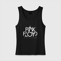 Майка женская хлопок PINK FLOYD LOGO ПИНК ФЛОЙД ЛОГОТИП, цвет: черный