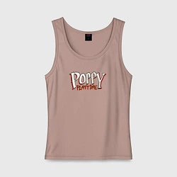 Майка женская хлопок Poppy Playtime Logo, цвет: пыльно-розовый