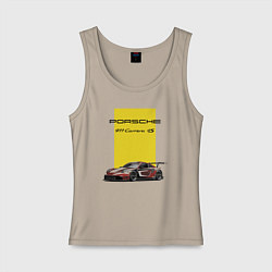 Майка женская хлопок Porsche Carrera 4S Motorsport, цвет: миндальный