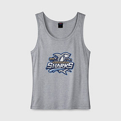 Майка женская хлопок Wilmington sharks -baseball team, цвет: меланж