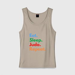 Майка женская хлопок Eat Sleep Judo Repeat, цвет: миндальный