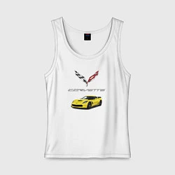 Майка женская хлопок Chevrolet Corvette motorsport, цвет: белый