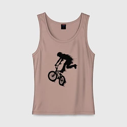 Майка женская хлопок ВЕЛОСПОРТ BMX Racing ВЕЛОСИПЕДИСТ, цвет: пыльно-розовый