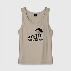 Майка женская хлопок Рожденный летать, цвет: миндальный