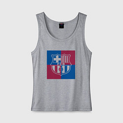 Майка женская хлопок FC Barcelona Logo 2022, цвет: меланж