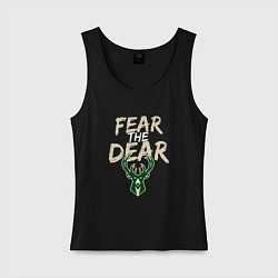 Майка женская хлопок Milwaukee Bucks Fear the dear Милуоки Бакс, цвет: черный