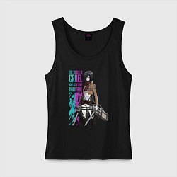 Майка женская хлопок Микаса Аккерман - Mikasa Ackerman, цвет: черный