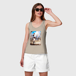 Майка женская хлопок Герои Ла2 на борту, цвет: миндальный — фото 2