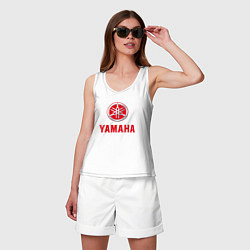 Майка женская хлопок Yamaha Логотип Ямаха, цвет: белый — фото 2