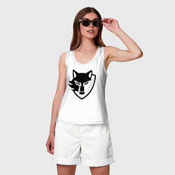 Майка женская хлопок Wolf Emblem, цвет: белый — фото 2