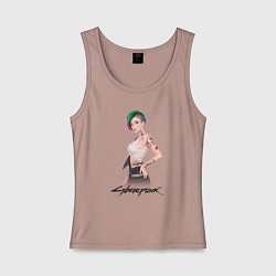 Майка женская хлопок Judy Cyberpunk Джуди арт, цвет: пыльно-розовый