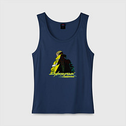 Майка женская хлопок Cyberpunk Edgerunners, цвет: тёмно-синий