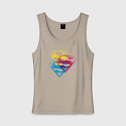 Майка женская хлопок Лого Супермена, цвет: миндальный
