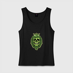 Майка женская хлопок Green Skull, цвет: черный