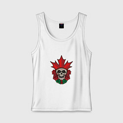 Майка женская хлопок Canada Skull, цвет: белый