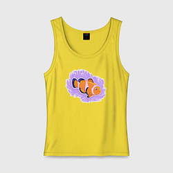 Майка женская хлопок Рыбка клоун Подводный мир, цвет: желтый