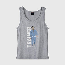 Майка женская хлопок Тренер Джентельменов, цвет: меланж