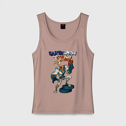 Майка женская хлопок Earth worm - Jim, цвет: пыльно-розовый