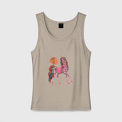 Майка женская хлопок UNICORN HORSE, цвет: миндальный