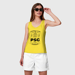 Майка женская хлопок PSG: Football Club Number 1 Legendary, цвет: желтый — фото 2