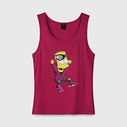Майка женская хлопок Барт Симпсон в прыжке, цвет: маджента