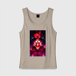 Майка женская хлопок Cult of the Lamb - Призыв, цвет: миндальный