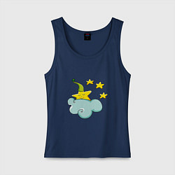 Майка женская хлопок Звезда спит на облаке, цвет: тёмно-синий