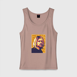 Майка женская хлопок Nirvana - Cobain, цвет: пыльно-розовый