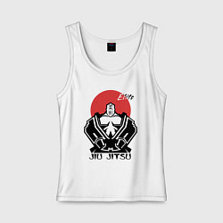 Майка женская хлопок Jiu Jitsu red sun logo, цвет: белый
